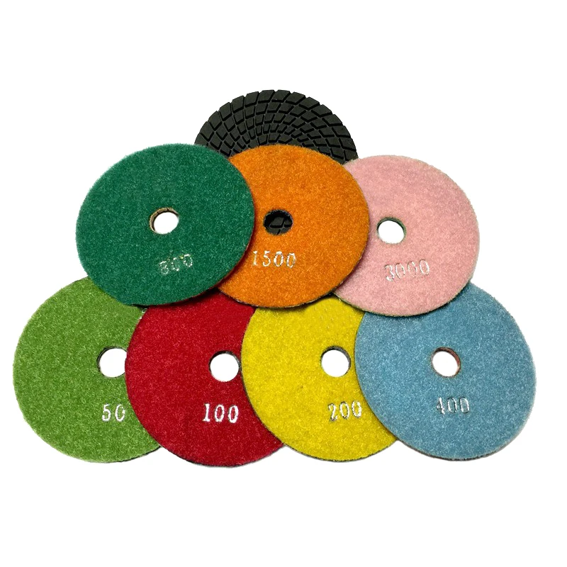 RIJILEI 10 Pieces/Lot 4Inch Flexible Diamond Polishing Pads 100mm Spiral Wet Polishing Pad Granite Marble Grinding Disc 4DS2