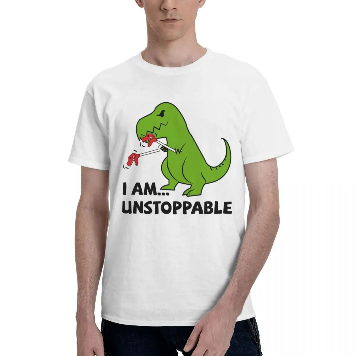 Jurassic Parks I Am Unstoppable T-rex Essential T-Shirt Men's Basic Short Sleeve T-Shirt White Round Neck Short Sleeve