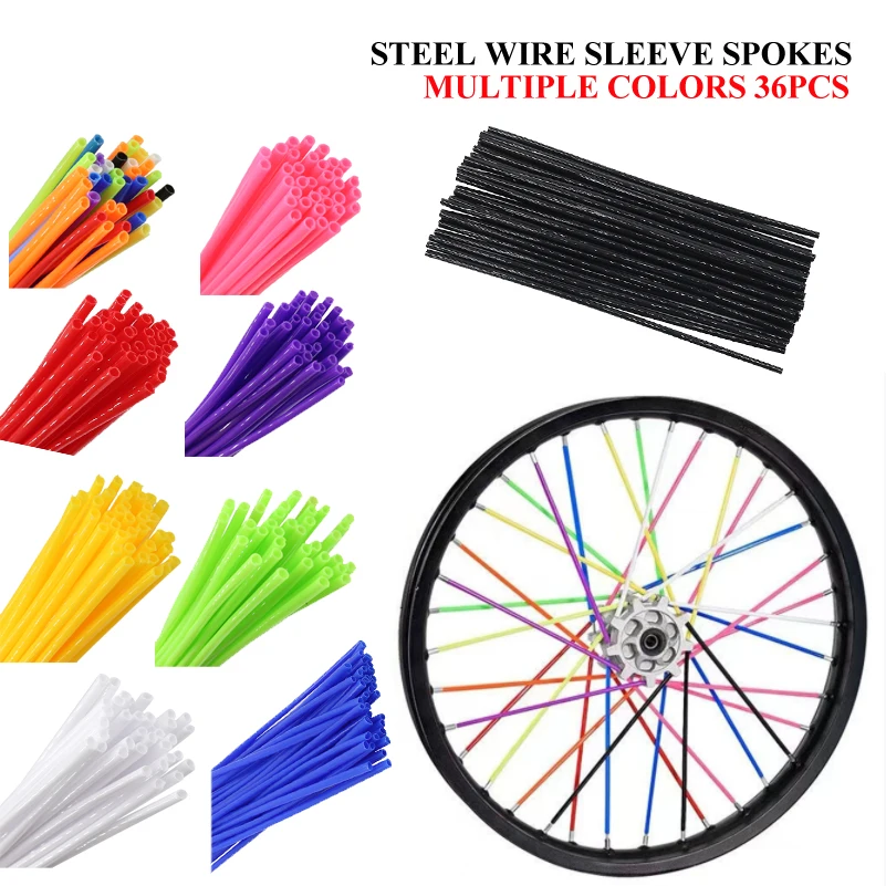 Dirt Bike Spoke Covers Motorcycle Wheel Rim Spoke Wrap Kit Skins Protector Cover For Motocross Bicycle Bike Universal image 4