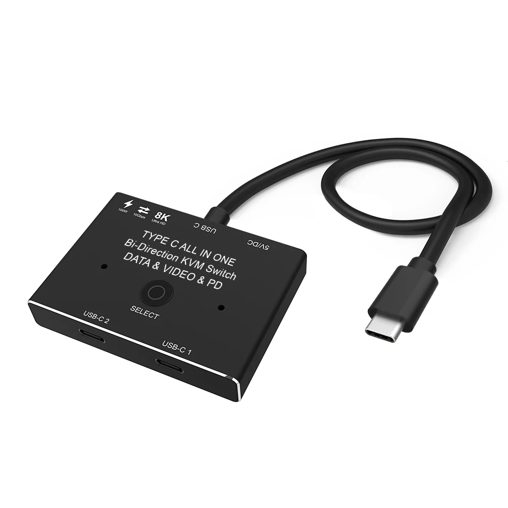 NEW Bi-directional 8K USB C KVM Switch USB3.1 Type-C Splitter Cable for Video 8K@30Hz 4K@120Hz PD 100w 10Gbps Data Transmission