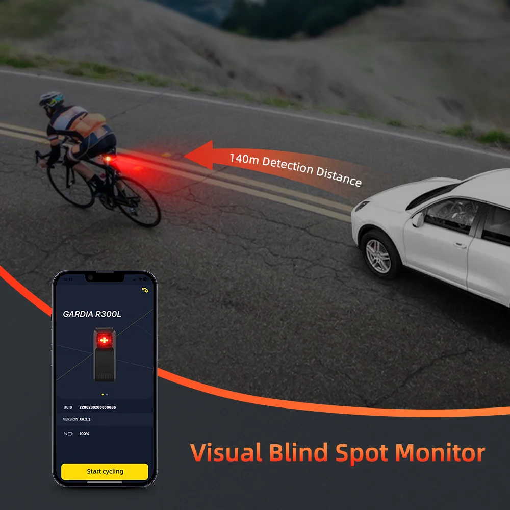 Wsdcam W100 Bicycle Rearview Radar Cycling Tail Light Brake Sensing Lamp Waterproof Four Lighting Mod Security Protection