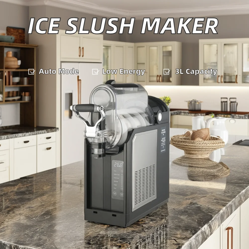 Máquina elétrica doméstica de gelo e gelo, automática, suco congelado, bebida, neve e gelo