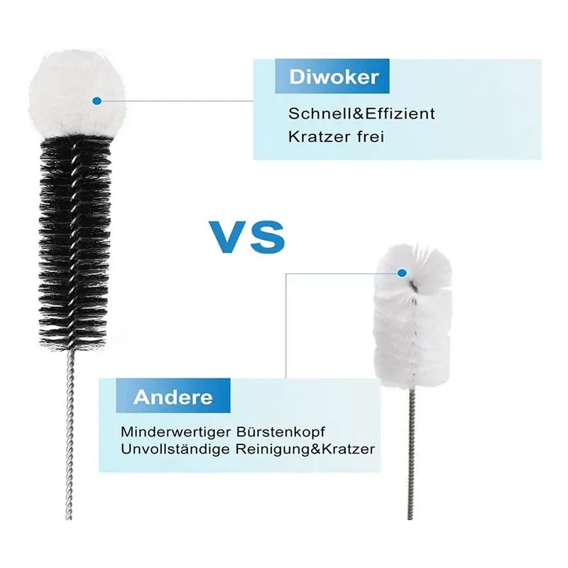 AEA9-Bottle Brush Bubble Bottle Brush Pack Of 2 Cleaning Brushes, Sodastream Cleaning Bottle Cleaner For Glass Bottles Black