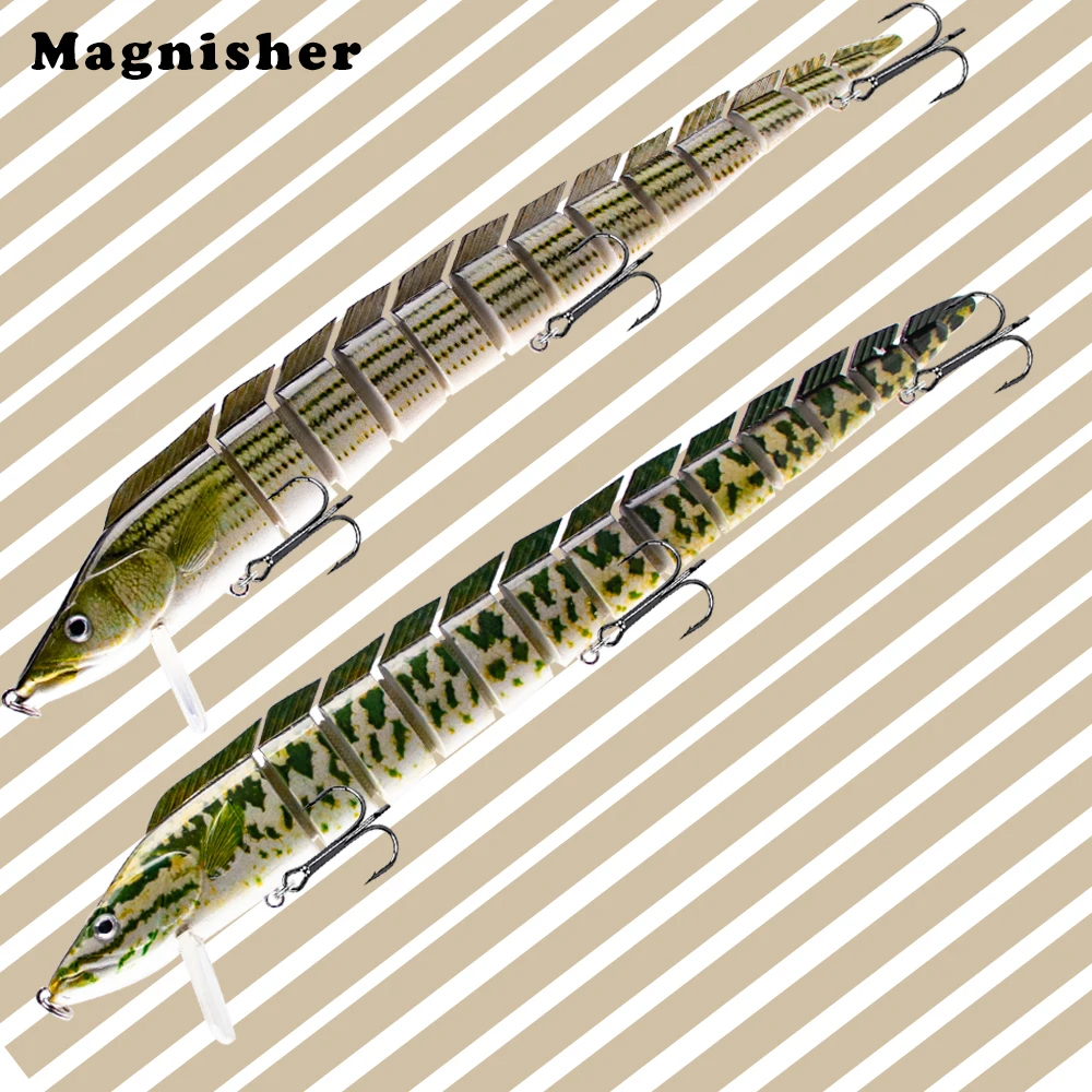 Magnisher 13-teiliger Mehrteiliger Schwimmköder 23cm 42g Aal-Angelköder mit Lebendiger Schwimmaktion Harte Köder für Barsch-Angelausrüstung