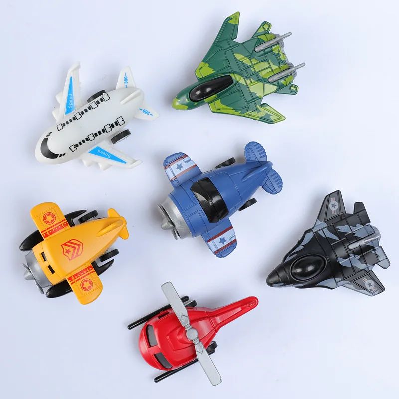 5PCS Cute Pull Back Warplane Airliner Helicopter Model Toy Children Mini Q Version Of Cartoon Aircraft Toys Kids Christmas Gifts