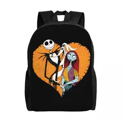 Custom Jack Skellington Heart Gift Backpacks for Men Women School College Students BookbagThe Nightmare Before Christmas Bag