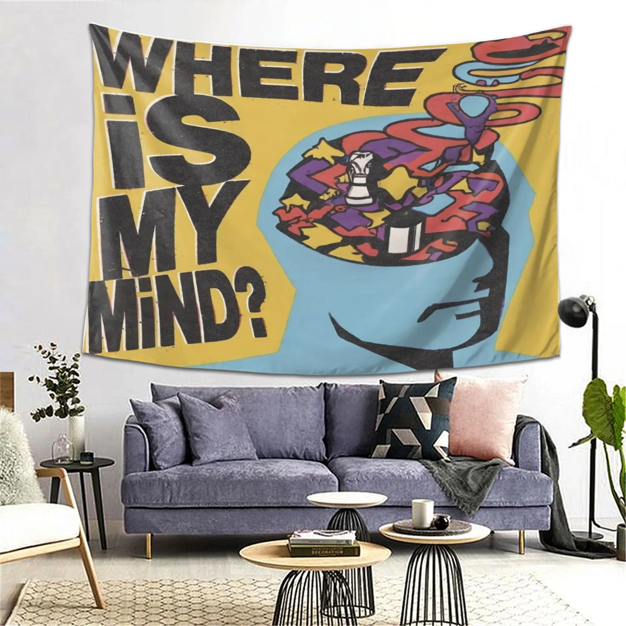 Boho Psychedelic Where Is My Mind Tapestry Wall Hanging Abstract Brain Art Decor Modern Conceptual Canvas Print Poster for Livin