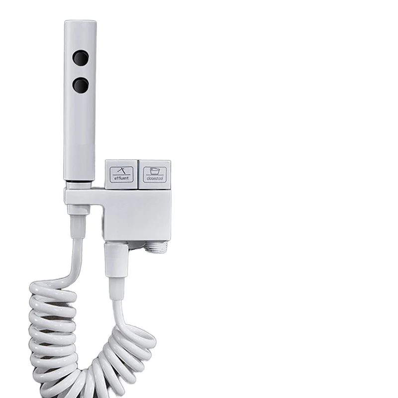 Toilet Cleaning Spray Gun,HONGDEC Modern White Brass Bidet Sprayer Wall-Mounted Handheld Spray Gun Set For Hotel Apartment Toile