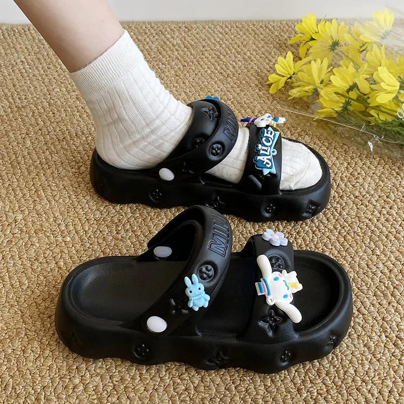 Soft Sole Pillow Slippers for Women Double Buckle Thick Platform Cloud Slides Sandals Woman Summer Beach Non Slip Flip Flops