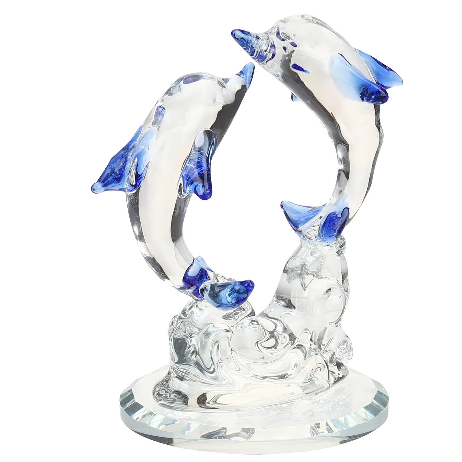 Elegant Dolphin Sculpture High Detail Crafted Crystal Dolphin Decor for Desktop Wine Cabinet Living Space Nautical Home Ornament
