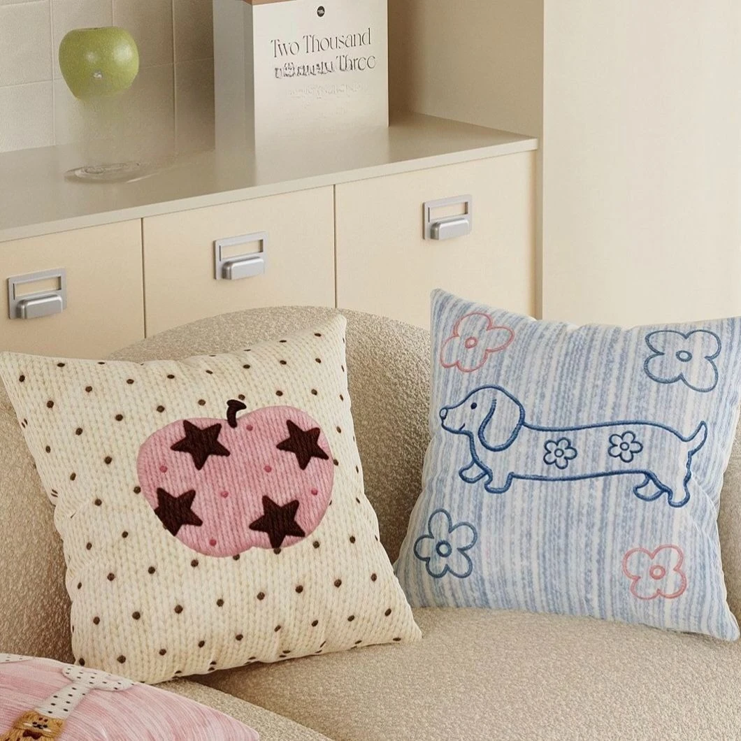 Cream Style Flat Printing Living Room Sofa New Throw PillowCarPillowWaist PillowOffice Lunch Break Pillow Removable and Washable