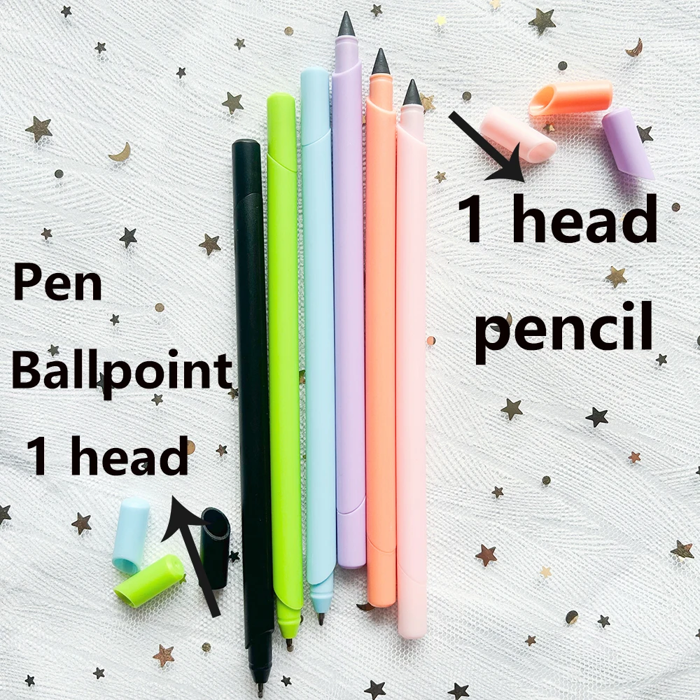 30 PCs Kawaii Infinity pencil 2 headed Pencil and ballpoint pen in 1 Morandi color infinite pencils school supplies Cute things