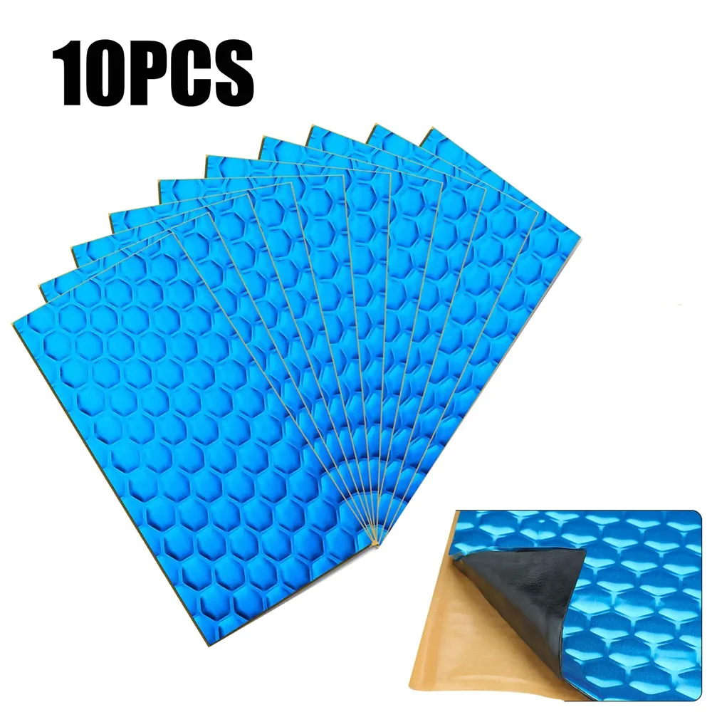 10Pcs 20x10cm Butyl Rubber Car Sound Deadener Mat 2mm, Heat Insulation Noise Reduction Pad for Hood Door Trunk