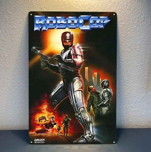 Pôster Metálico do Filme Robocop - Placa de Metal Colecionável - Tamanho: