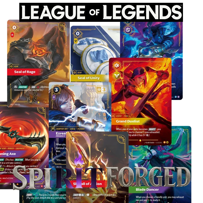 

Коллекционная карта League of Legends (DIY), английская версия: SFD Bard, Ezreal Last Rites, Mechanized Menace, Void Burrower. Игровая карта.