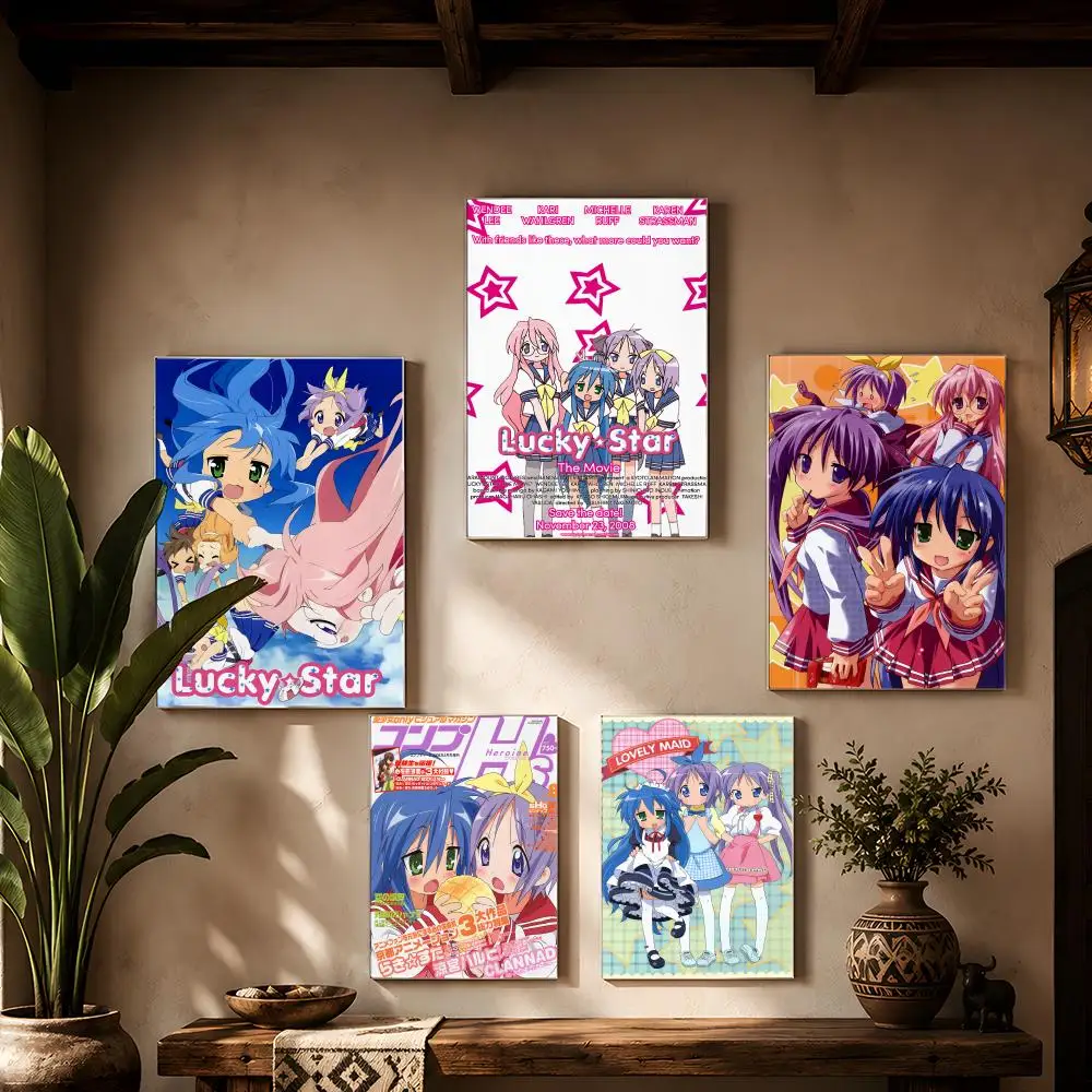 Anime L-Lucky Star Precut Decorative Entryway Aesthetic Dorm Display Bold Flat Appearance Poster