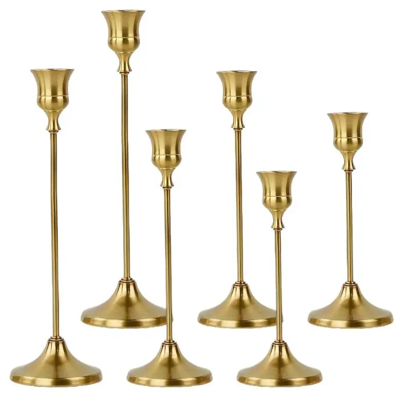 Vintage Elegant Metal And Aluminum Set Of 3 Tabletop Candle Holders, Suitable For Wedding Anniversary, Home And Hotel Decoration