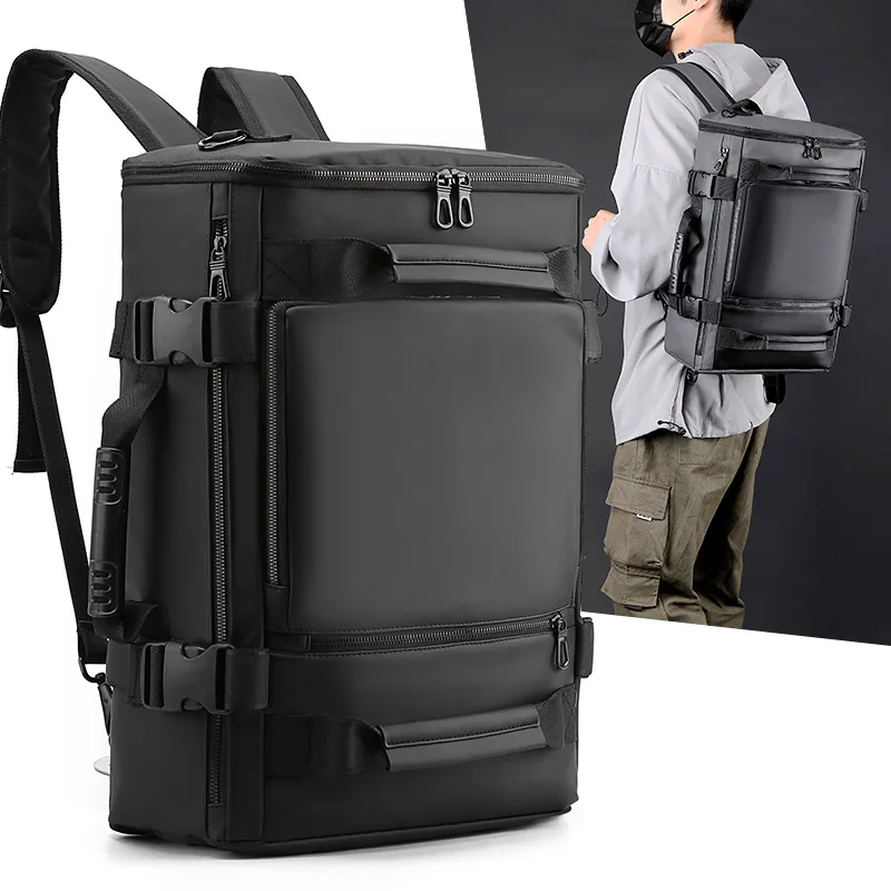 

New Men's Business Large Capacity Laptop Backpack Water-repellent PU Multi-functional 3-Way Carry: Backpack Crossbody Handheld