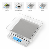 3000g 0.1g Electronic Kitchen Scale 3kg Digital Scales Pocket Platform Scale Weight Balance Jewelry Weighing with 2 Trays