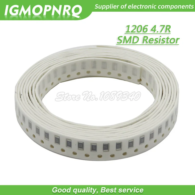 100 قطعة 1206 مقاوم SMD 1% المقاومة 4.7 أوم رقاقة المقاوم 0.25 واط 1/4 واط 4.7R 4R7 IGMOPNRQ