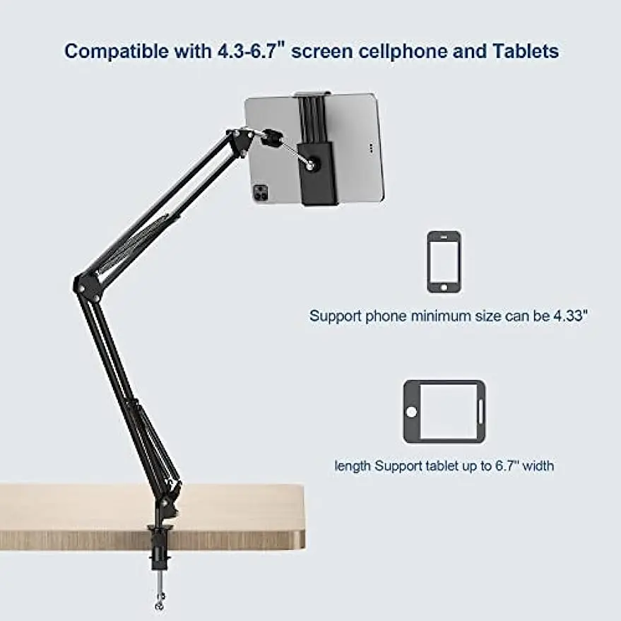 Overhead Video Stand Phone Holder Articulating Arm Phone Mount,Articulating Phone Stand Tablet Table Top Scissor Boom Arm