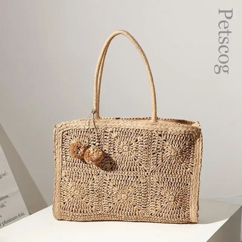 Woven Straw Bag Summer New 2023 Hollow Out Design Large Capacity Travel Handbags Bohemian Casual Beach Tote Bags For Women