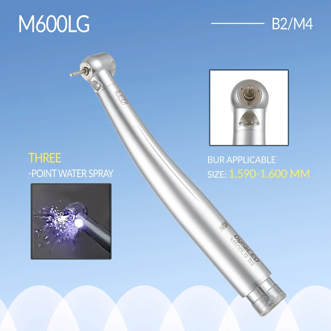 NSK DynaLED M600LG pieza de mano con luz LED M4 botón de presión pieza de mano de alta velocidad turbina de aire herramienta de dentista de 2/4