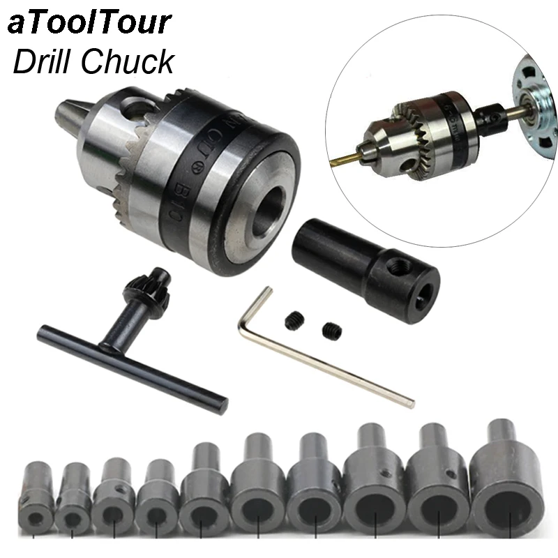 Mini Electric Drill Chuck 0.6mm to 6mm with Adapter for B10 Taper Connector Rod Motor 775 795 895 Power Chuck Coupling Rod