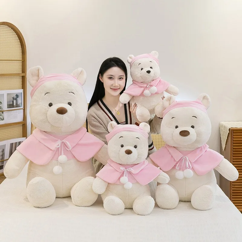 귀여운 봉제 인형 곰돌이 푸 케이프 착용 대형 테디베어 어린이 생일 선물 봉제 베개 인형