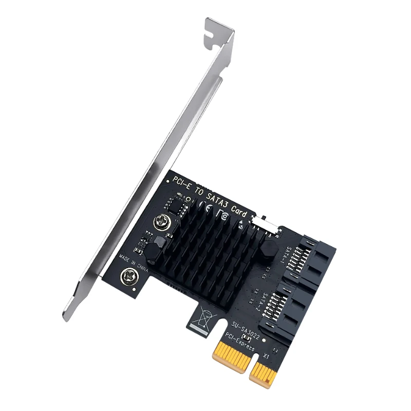 2 Port SATA Card PCI Express PCIE to SATA 3.0 Expansion Adapter Port Multiplier 6G SATA3 Controller Riser Converter ASM1061 Chip