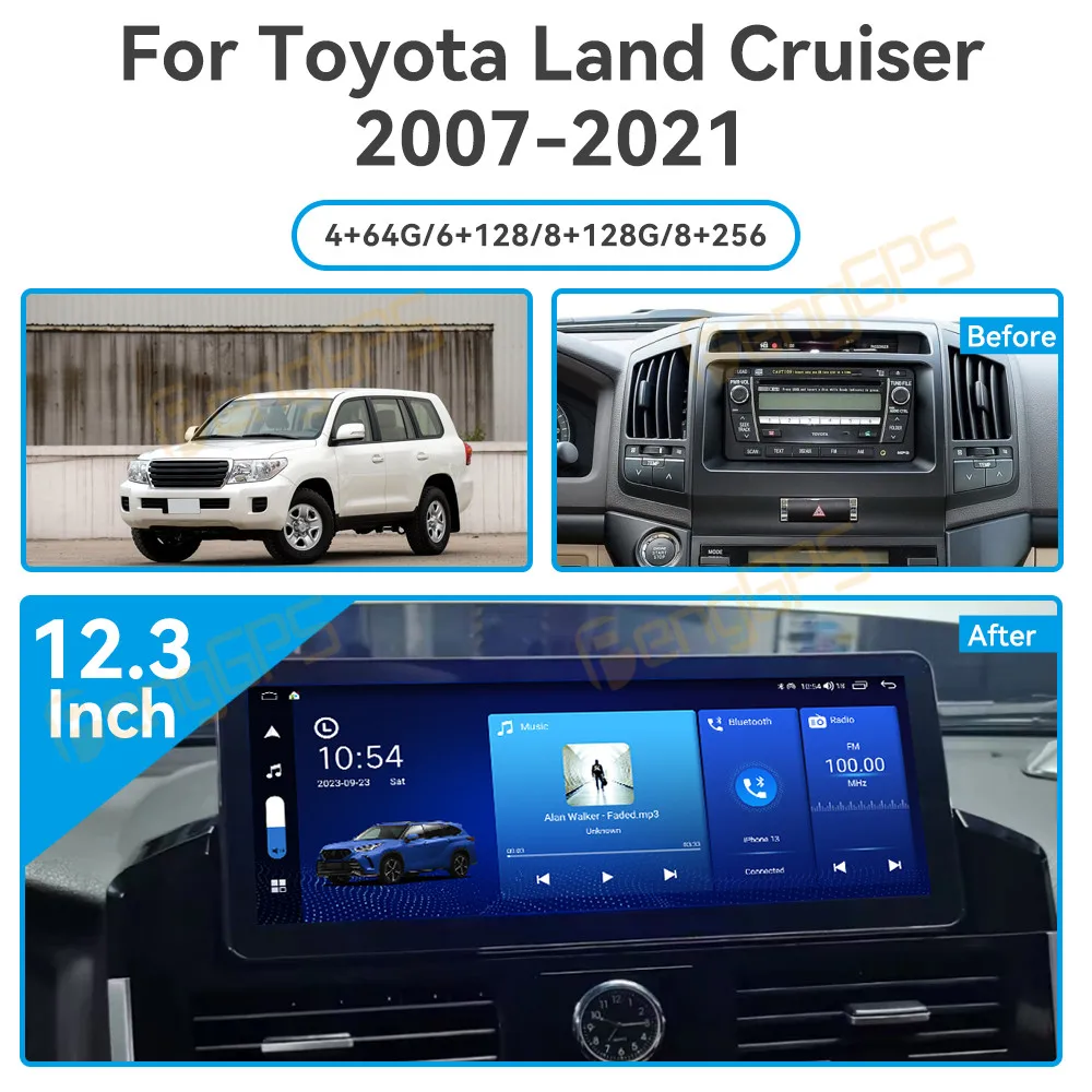 For Toyota Land Cruiser 2007 -2021 Android Car Radio 2Din Stereo Receiver Autoradio Multimedia Player GPS Navi Head Unit Screen