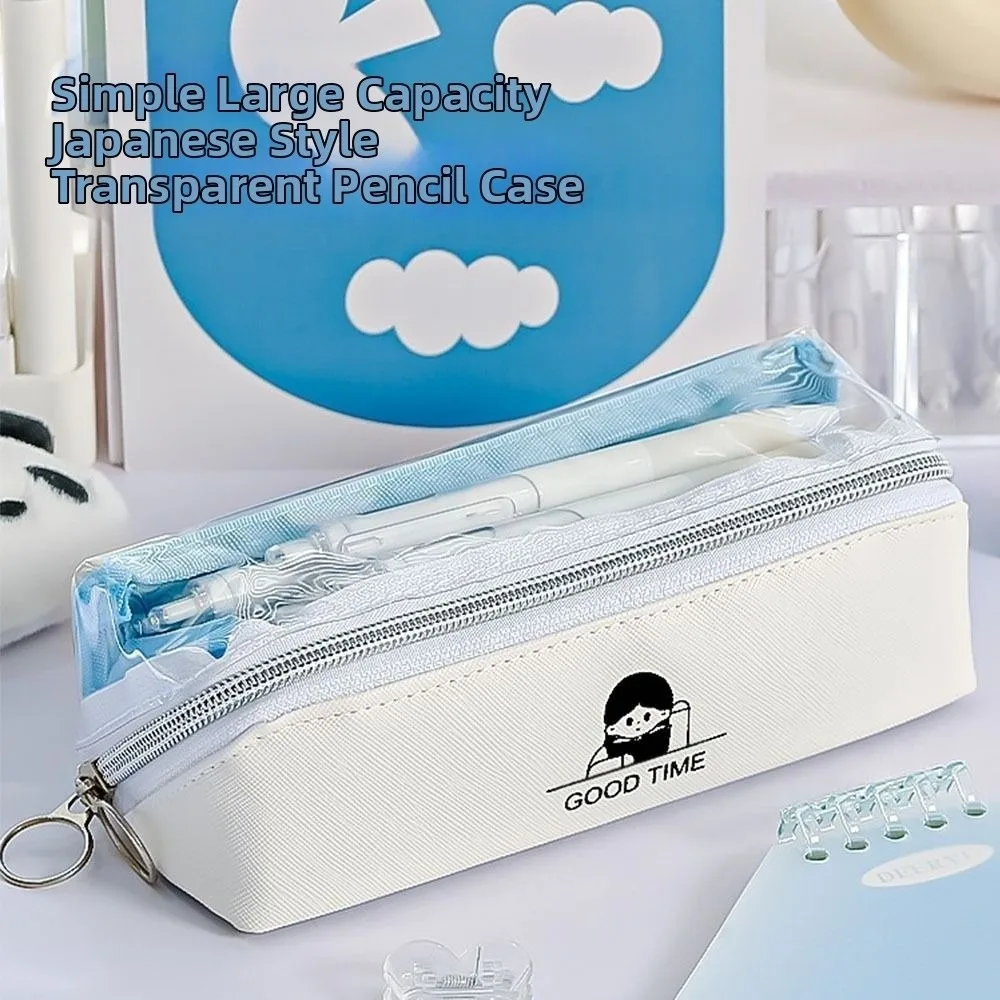 الهدايا مقلمة على الطراز الياباني حافظة أدوات مكتبية بسحاب شفاف حقيبة تخزين العودة إلى لوازم القرطاسية المدرسية #1