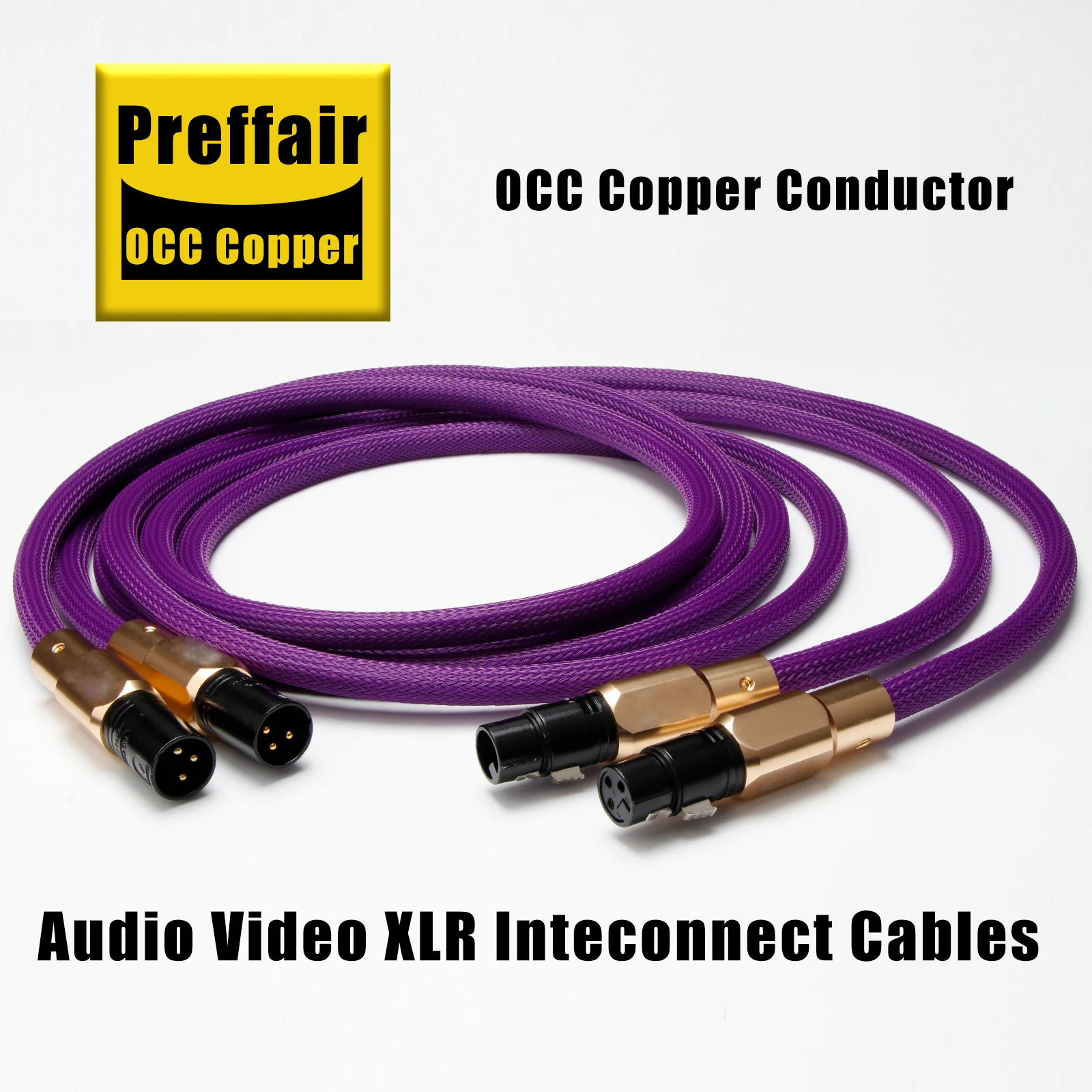 Preffair Hi-end  OCC Copper Audio Video XLR Interconnect Cables  HiFi 2 XLR Male to 2 XLR Female Cable for DVD Player