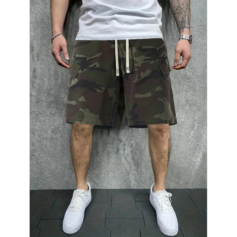 

2025 Summer New Men's Sports and Leisure Work Shorts Quick drying Breathable Linen Loose Multi pocket Running Beach Pants