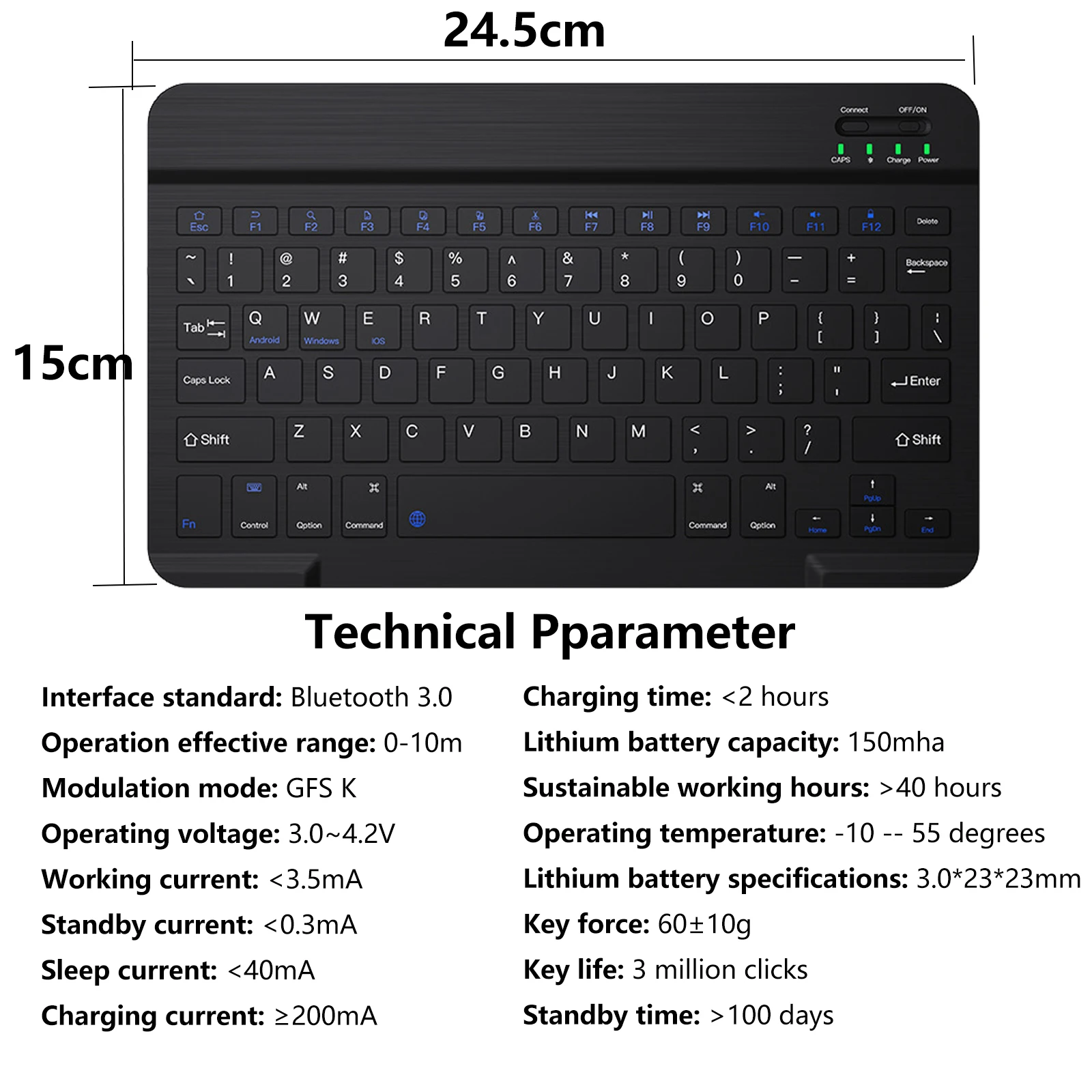 블루투스 5.0 및 2.4G 무선 키보드 및 마우스 콤보 미니 멀티미디어 키보드 마우스 세트, 노트북 PC TV 아이패드 맥북 안드로이드