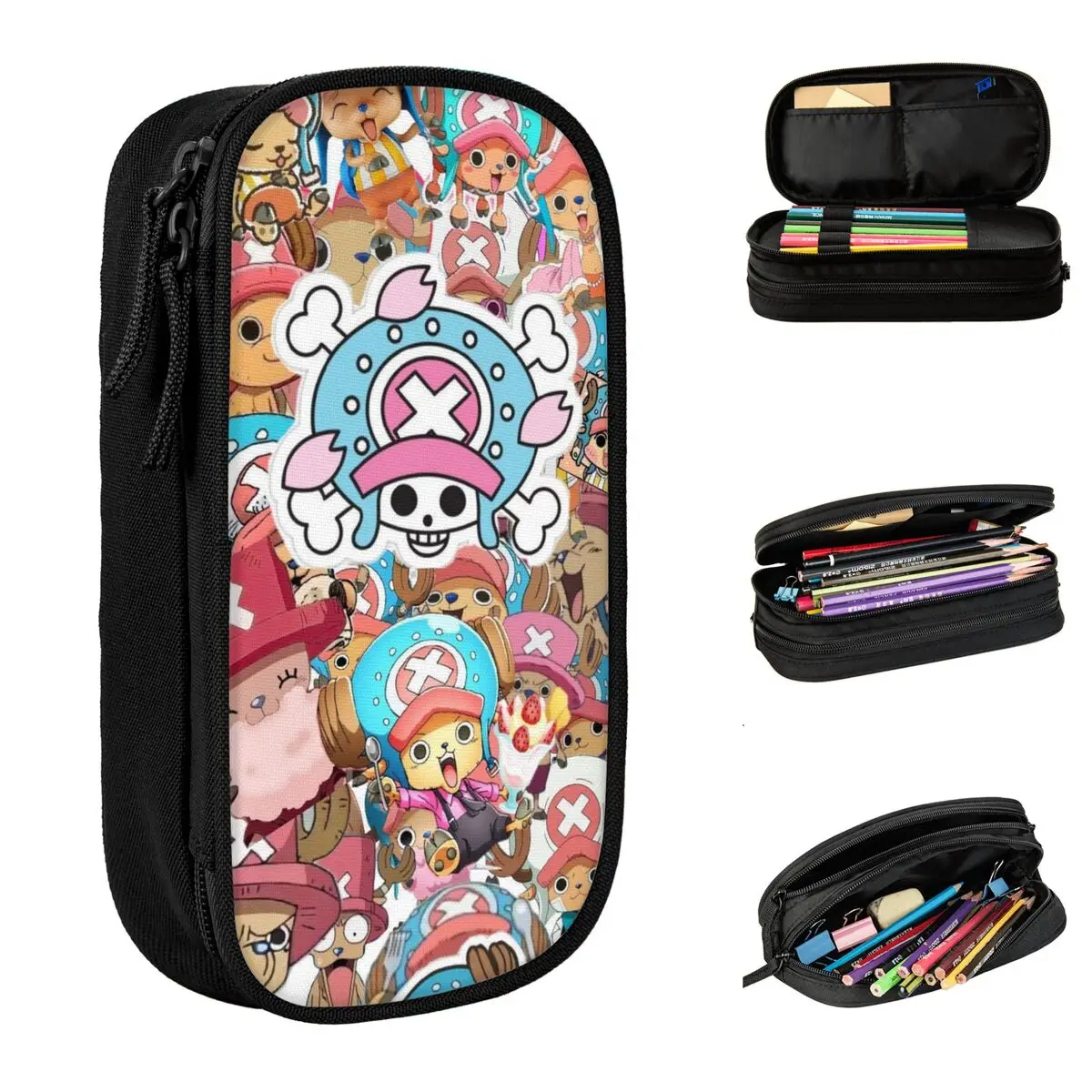 

Luffyed Anime Zoros Choppers Pencil Cases Creative Pen Box Bags Student Large Storage School Supplies Zipper Pencilcases