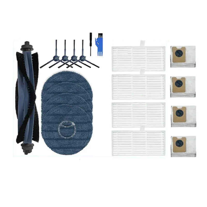 

A69E19PCS For Eufy Omni C20 Vacuum Cleaner Replacement Parts Main Side Brush HEPA Filter Mop Pads Dust Bags Accessories Kits