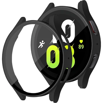 Tempered Glass+ PC Cover for Samsung Galaxy Watch4 5 6 44mm 40mm All Coverage Protective Bumper Case Galaxy Watch4 5 Accessories