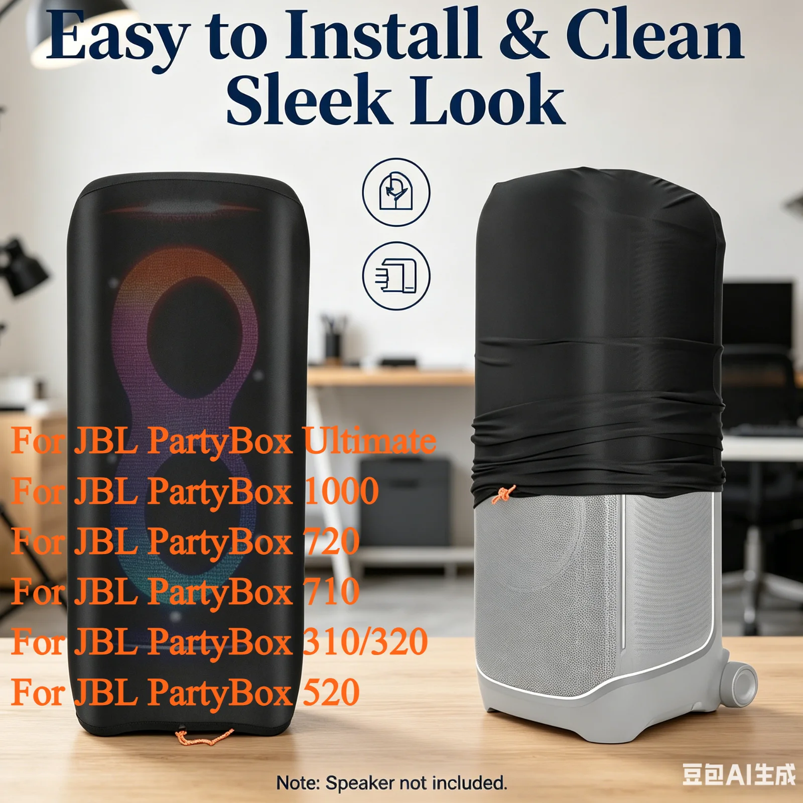 

Speaker Dust Cover For JBL PartyBox 1000/720/710/520/320/310/Ultimates Black Speaker Case Travel Protective Storage Sleeve Lycra