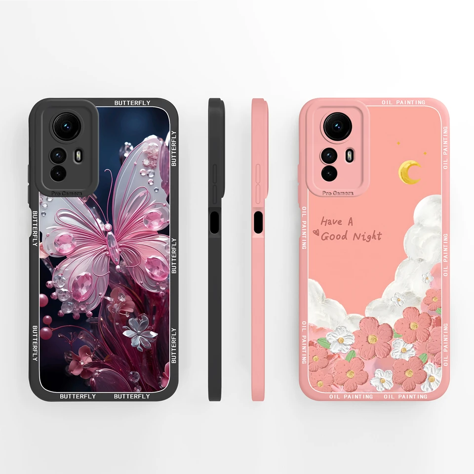 Fällen Für Redmi Hinweis 12S 12R 12Turbo Bunte Schmetterling Katze Kamera Schutz Zurück Abdeckung Für Redmi Hinweis 12 Turbo note12s Capa