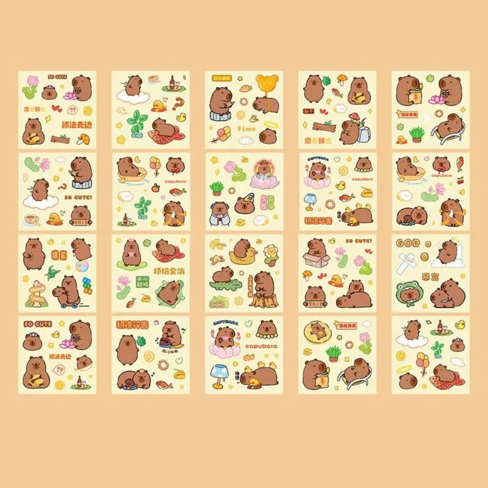 20pcs Cartoon Animal Capybara Stickers No Repeat Decoration DIY Decorative Sticker Kawaii Hand Account Decor Stationery Sticker