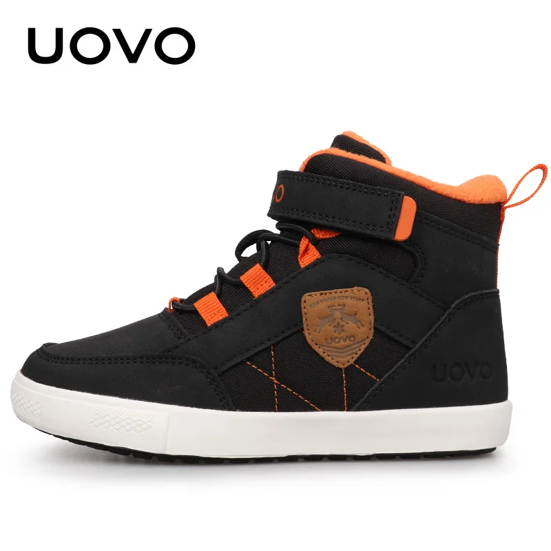 UOVO 2024 New Arrival Classical Winter Kids Walking Shoes Warm Plush Lining Fashion Children Footwear Flat Boys Sneakers