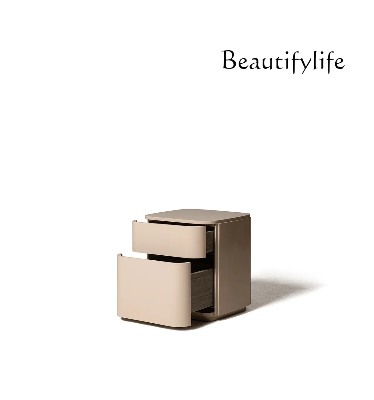 

R Italian Minimalist Light Luxury Paint Cream Wind Square Storage Bedroom Household Storage Bedside Table