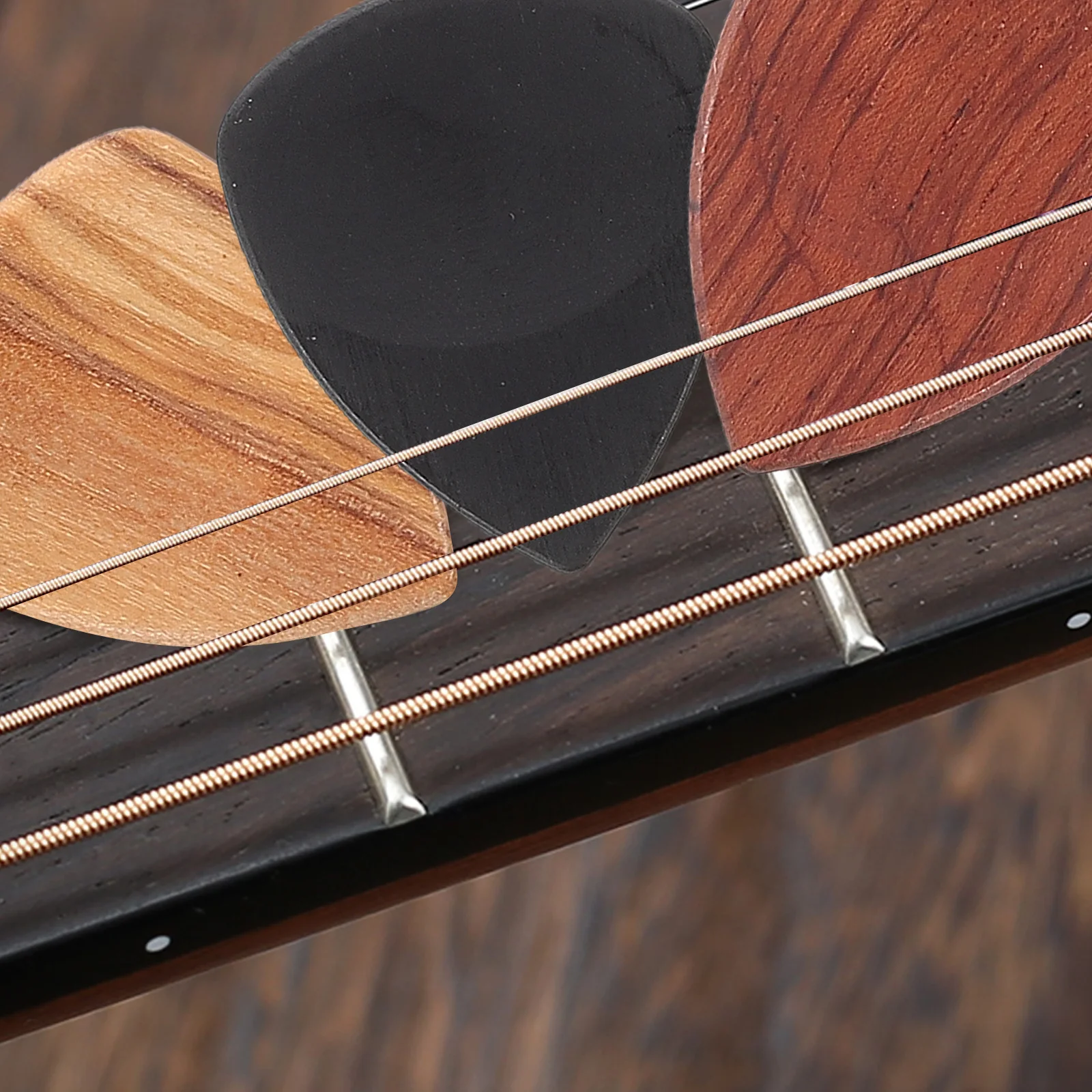 

5Pcs Wooden Guitar Picks Solid Wood for Electric Acoustic Bass Ukulele Reliable Grip Comfortable Playing Experience