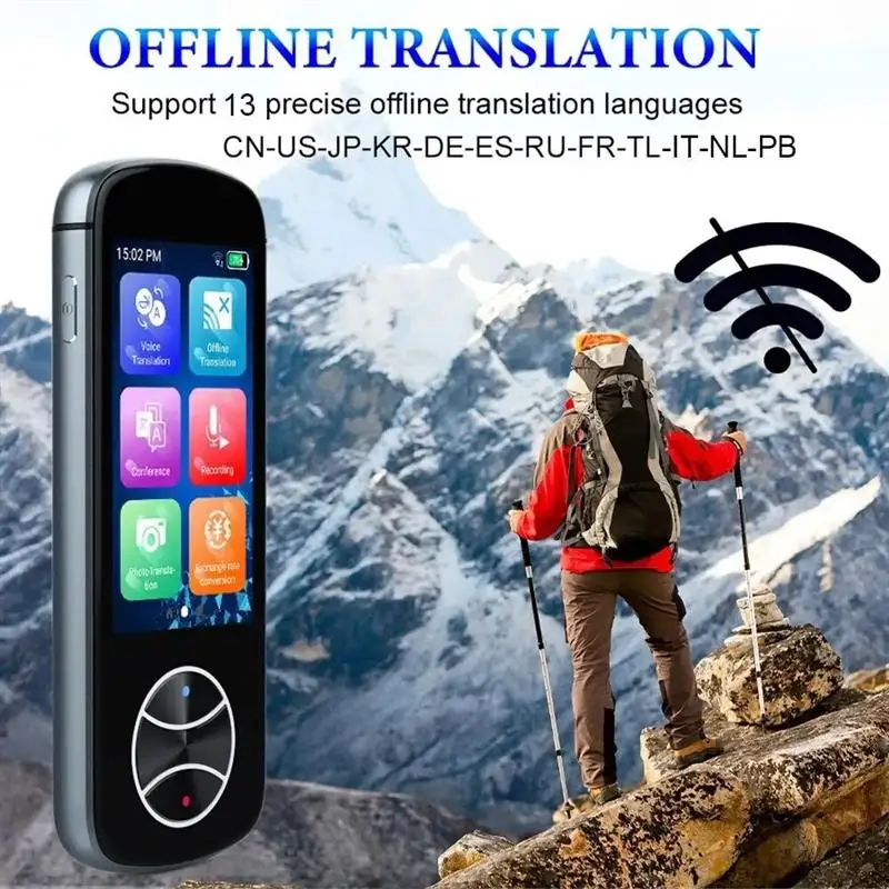 2024 New Smart Translator Voice Multi 137 Languages Portable Audio Support 3 Inch Touch Screen Photo Offline Record Translation