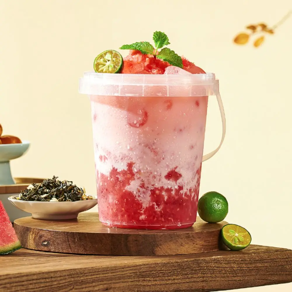 Paquete de 10 Recipientes para Té con Leche de 500/750/1000 ml, Recipientes Herméticos de Plástico de Grado Alimenticio, Resistentes al Calor, con Tapa, Recipientes para Almacenar Alimentos