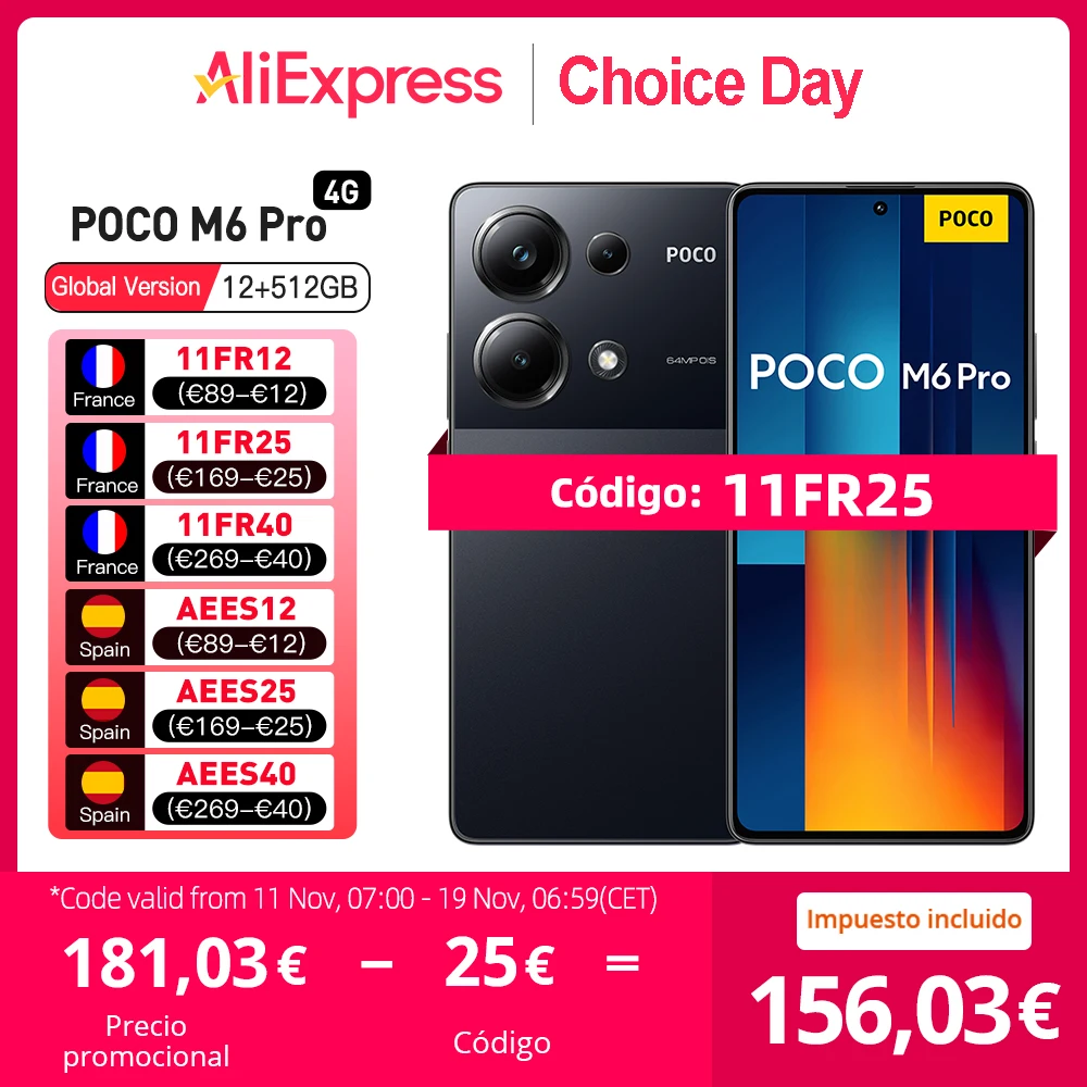 POCO M6 Pro, Global Version, Smartphone, NFC, 256 GB/512 GB, Helio G99 Octa Core, 6.67-inch AMOLED FHD+ Flow Display, 120 Hz Refresh Rate, 64 MP Camera, 67 W Turbo Charge, 5000 mAh