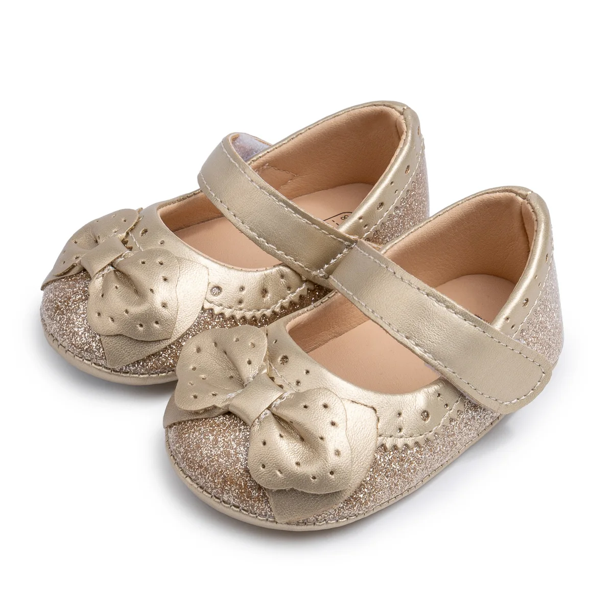 

Kids'Casual Shoes Toddler Low-heeled Princess PU Leather Shoes Spring Shoes For Girls Velcro Anti-slip ​Gold Shoes Size11cm-13cm