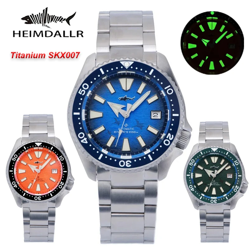 Heimdallr التيتانيوم SKX007 الساعات خمر NH35 الحركة التلقائية الياقوت السيراميك الحافة C3 مضيئة 200 متر مقاوم للماء ساعة اليد