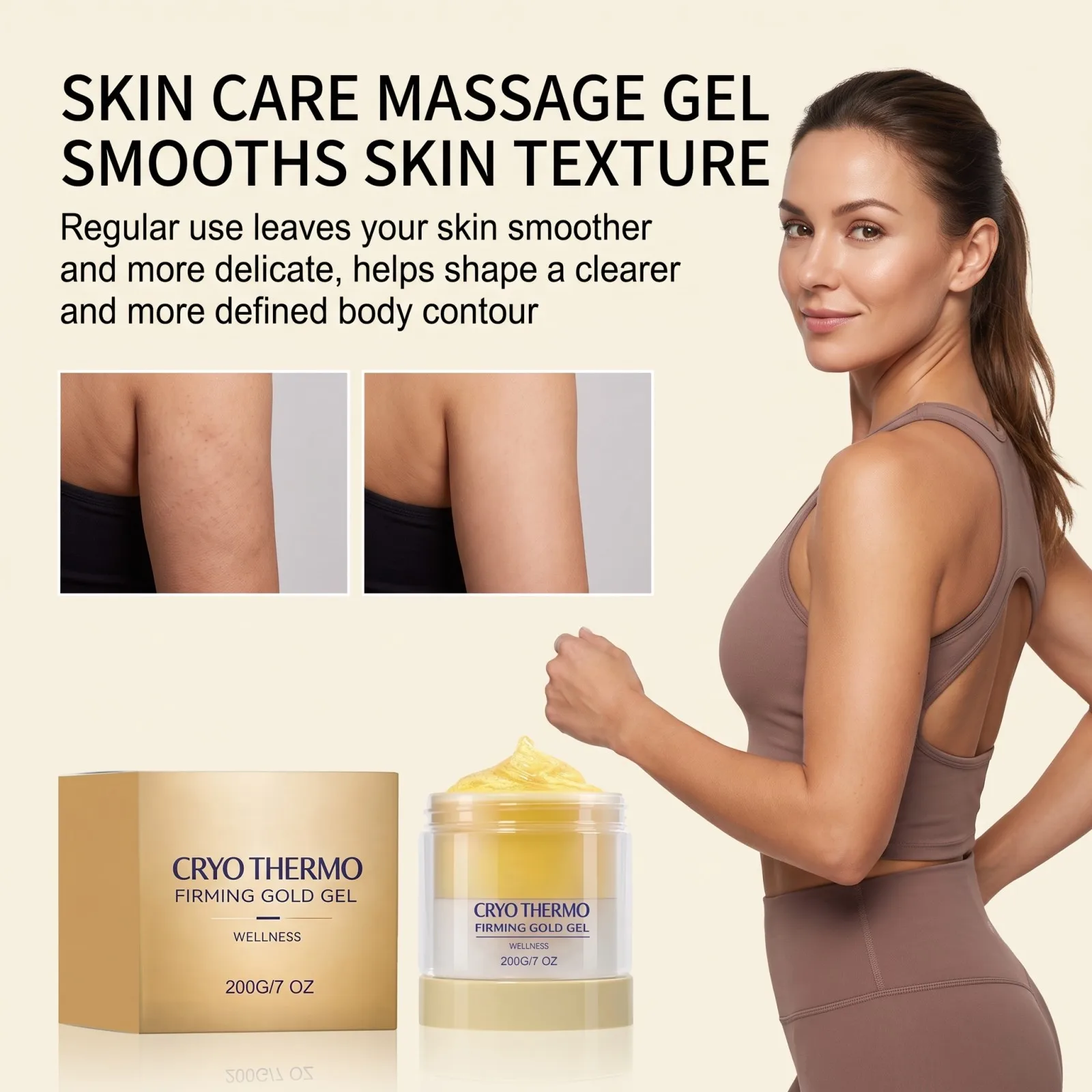 Cryo Thermo Straffendes Gold-Massagegel Hautstraffendes Lifting- und Feuchtigkeitsgel mit Aloe Vera Nano Golden Körperpflege Entgiftungsgel 200g – Detail 2